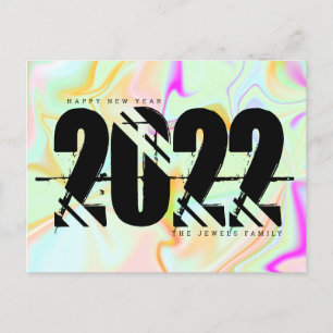 2022 New Years Trippy Liquid Bold Hologram Postcard