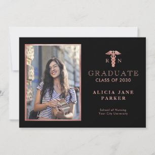 2022 Nursing school graduation rose gold photo Announcement