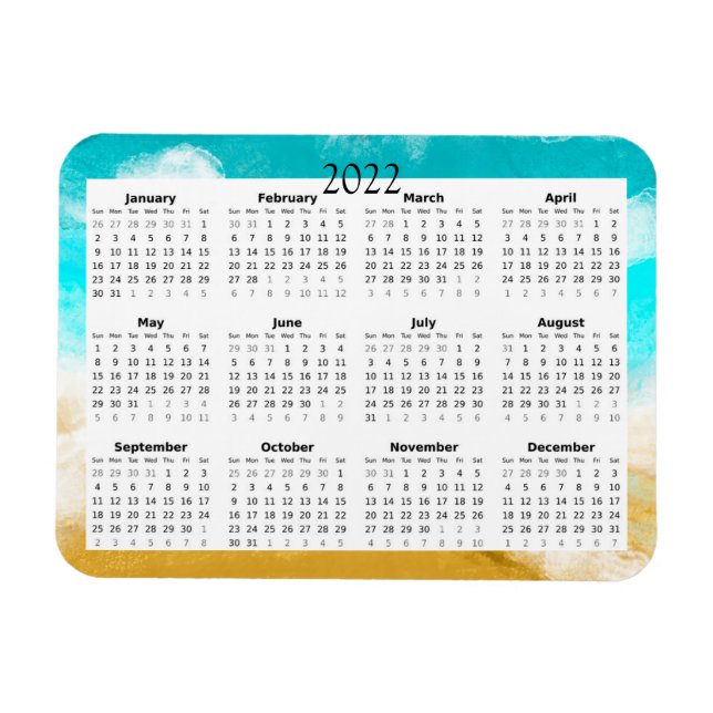 2022 Ocean Beach Calendar Mini Magnet (Horizontal)