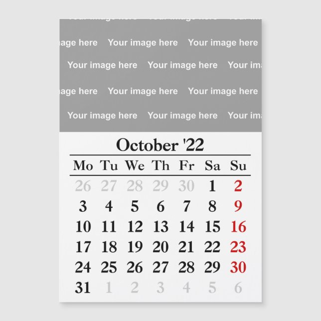 2022 October calendar Magnetic card (Front)