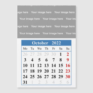 2022 October calendar Magnetic card