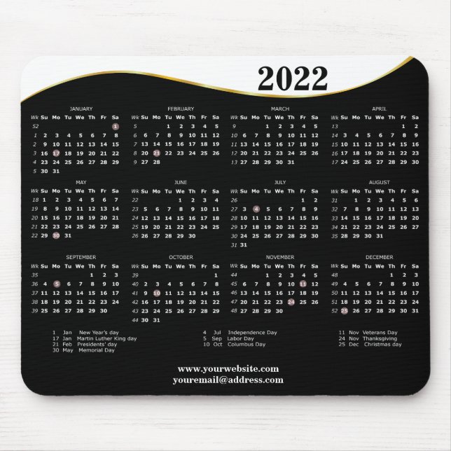 2022 on easy black and white Mouse Pad (Front)