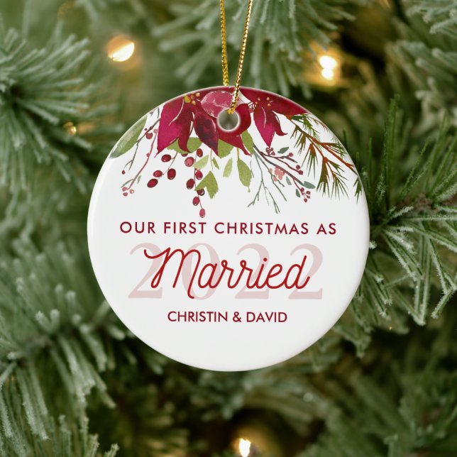 2022 Our First Christmas As Married Ceramic Tree Decoration (Tree)