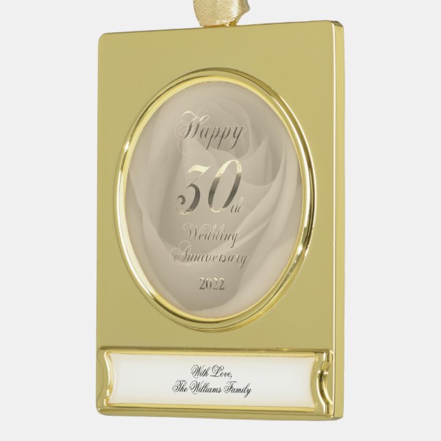 2022 Pearl Wedding 30th Anniversary Gold Plated Banner Ornament (Left)