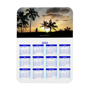 2022 Personalised Blue Photo Calendar Vert Magnet