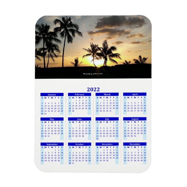 2022 Personalised Blue Photo Calendar Vert Magnet (Vertical)