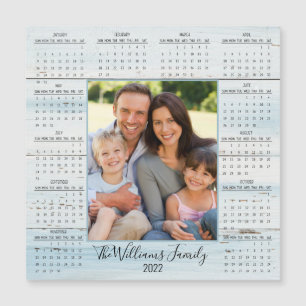 2022 Photo Calendar Blue Rustic Wood Magnet
