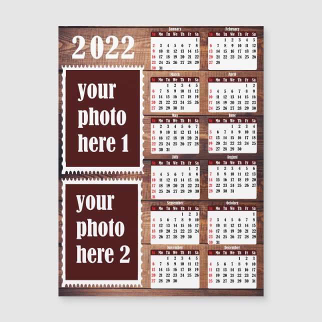 2022 Photo Personalised Calendar Fridge Magnet (Front)