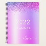 2022 Purple Glitter Girly Monogram Planner<br><div class="desc">2022 Purple and White Faux Sparkle Glitter Monogram Name and Initial Metallic Stainless Steel Spiral Notebook Wedding Event Calendar Planner. This makes the perfect sweet 16 birthday,  wedding,  bridal shower,  anniversary,  baby shower or bachelorette party gift for someone that loves glam luxury and chic styles.</div>