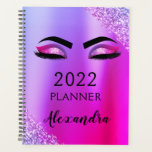 2022 Purple Pink Monogram Glitter Eyelashes Modern Planner<br><div class="desc">2022 Purple and Pink Eyelashes Sparkle Glitter Monogram Name and Initial Spiral Notebook. This makes the perfect sweet 16 birthday,  wedding,  bridal shower,  anniversary,  baby shower or bachelorette party gift for someone that loves glam luxury and chic styles.</div>