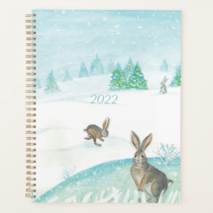 2022 Rabbits Sitting & Jumping On Snow Planner