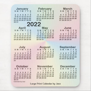2022 Rainbow Cloud Large Print Calendar by Janz Mouse Mat