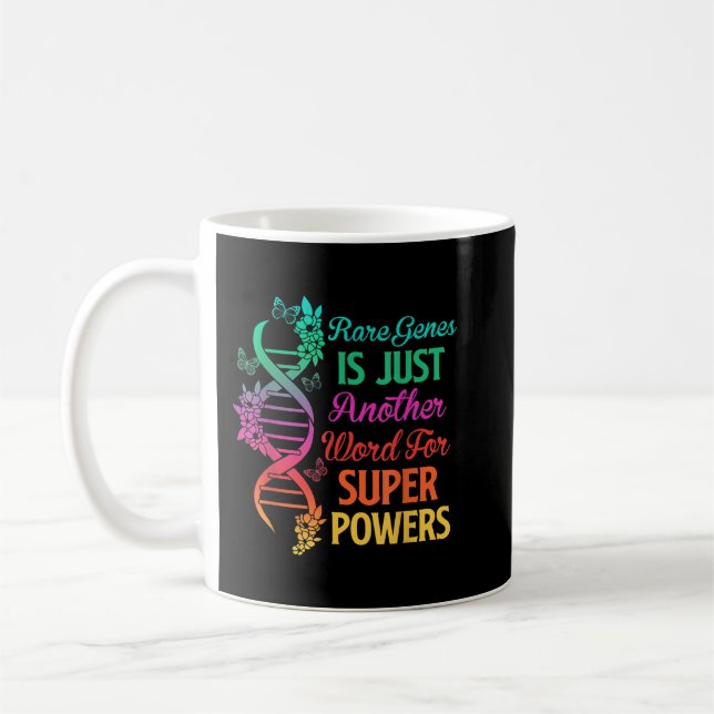 2022 Rare Disease Day Awareness Zebra Ribbon DNA F Coffee Mug (Left)
