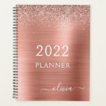 2022 Rose Gold Blush Pink Glitter Monogram Planner<br><div class="desc">2022 Rose Gold - Blush Pink Faux Sparkle Glitter Monogram Name and Initial Brushed Metal Metallic Stainless Steel Spiral Notebook Wedding Event Calendar Planner. This makes the perfect sweet 16 birthday,  wedding,  bridal shower,  anniversary,  baby shower or bachelorette party gift for someone that loves glam luxury and chic styles.</div>