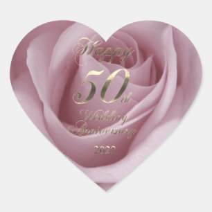 2022 Rose Golden Wedding Parents 50th Anniversary Heart Sticker