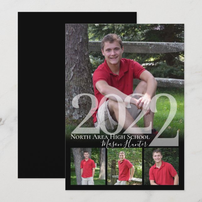 2022 Senior Memories Quad Photo Graduation Invitation (Front/Back)