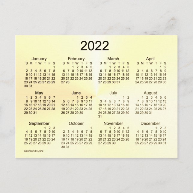 2022 Sepia Shimmer Mini Calendar by Janz Postcard (Front)