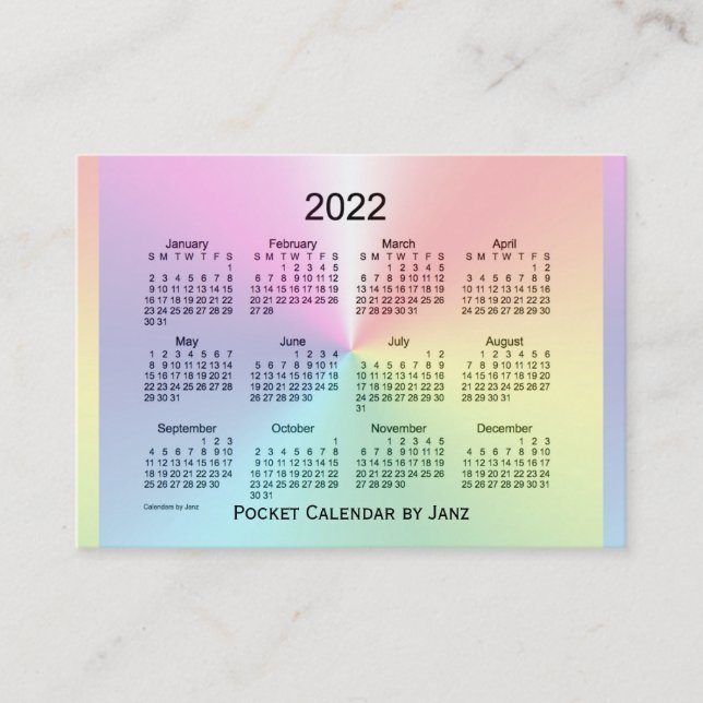 2022 Shimmer Calendar by Janz Mighty Business Card (Front)