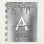2022 Silver Glitter Glam Monogram Modern Planner<br><div class="desc">2022 Silver Sparkle Glitter Monogram Name and Initial Spiral Notebook Wedding or Annual Planning Calendar. This makes the perfect sweet 16 birthday,  wedding,  bridal shower,  anniversary,  baby shower or bachelorette party gift for someone that loves glam luxury and chic styles.</div>