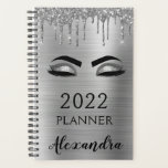 2022 Silver Glitter Sparkle Eyelashes Glam Planner<br><div class="desc">2022 Silver Eyelashes Sparkle Glitter Monogram Name and Initial Spiral Notebook. This makes the perfect sweet 16 birthday,  wedding,  bridal shower,  anniversary,  baby shower or bachelorette party gift for someone that loves glam luxury and chic styles.</div>