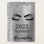 2022 Silver Glitter Sparkle Eyelashes Glam Planner<br><div class="desc">2022 Silver Eyelashes Sparkle Glitter Monogram Name and Initial Spiral Notebook. This makes the perfect sweet 16 birthday,  wedding,  bridal shower,  anniversary,  baby shower or bachelorette party gift for someone that loves glam luxury and chic styles.</div>