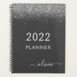 2022 Silver Grey Girly Glitter Monogram Name Planner<br><div class="desc">2022 Silver and Grey (Grey) Sparkle Glitter Monogram Name and Initial Spiral Notebook. This makes the perfect sweet 16 birthday,  wedding,  bridal shower,  anniversary,  baby shower or bachelorette party gift for someone that loves glam luxury and chic styles.</div>