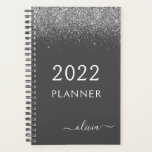 2022 Silver Grey Girly Glitter Monogram Name Planner<br><div class="desc">2022 Silver and Grey (Grey) Sparkle Glitter Monogram Name and Initial Spiral Notebook. This makes the perfect sweet 16 birthday,  wedding,  bridal shower,  anniversary,  baby shower or bachelorette party gift for someone that loves glam luxury and chic styles.</div>