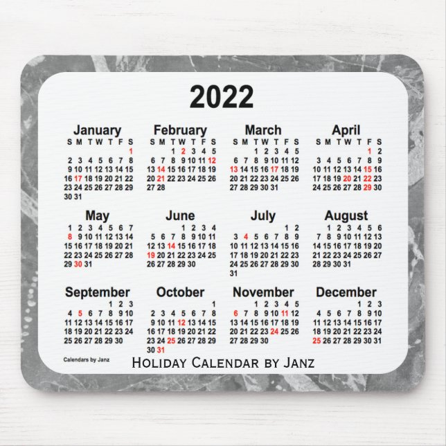 2022 Silver Holiday Art Calendar by Janz Mouse Pad (Front)