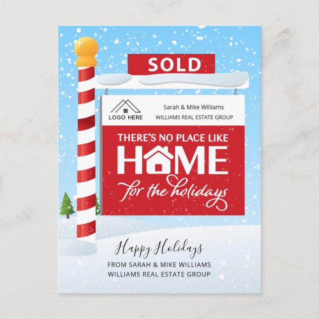 2022 Sold Sign Photo Real Estate Holiday Postcard (Front)
