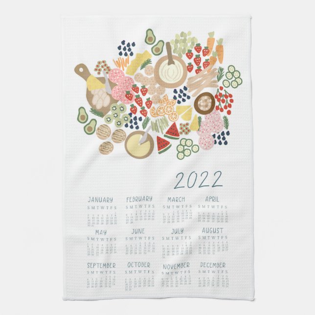 2022 Tea Towel Calendar Charcuterie Board Kitchen (Vertical)