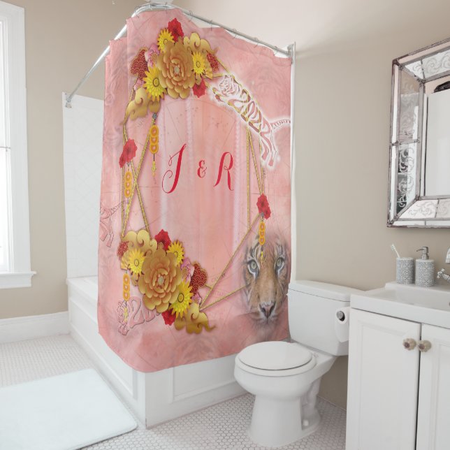 2022 the Year of the Tiger Shower Curtain (In Situ)