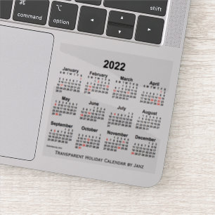 2022 Transparent Holiday Calendar by Janz