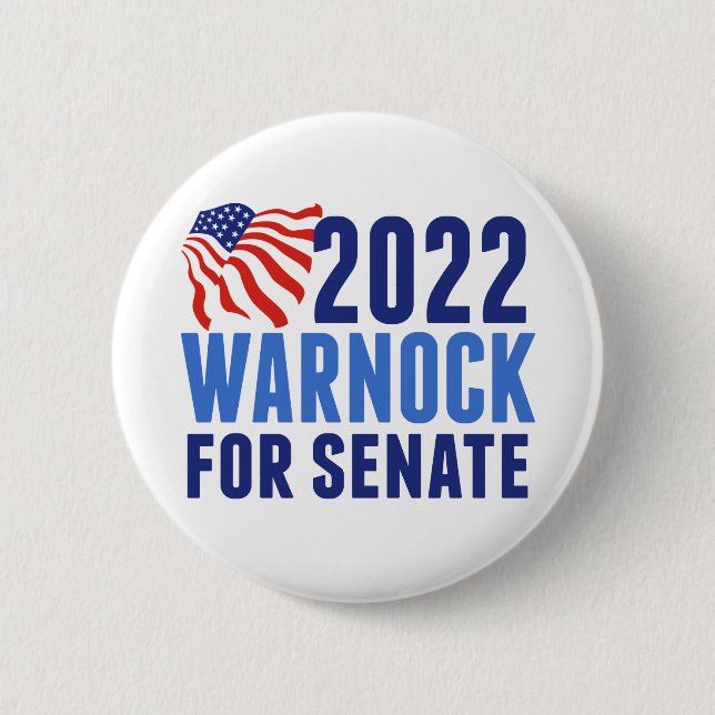 2022 Warnock for U.S. Senate Georgia American Flag 6 Cm Round Badge (Front)