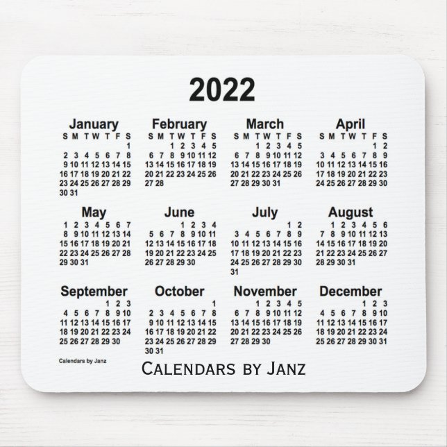 2022 White Calendar by Janz Mouse Pad (Front)
