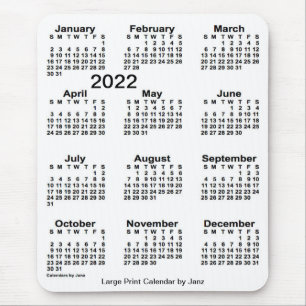 2022 White Large Print Calendar by Janz Mouse Mat