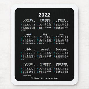 2022 White Neon 52 Week Calendar by Janz Mouse Mat