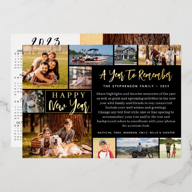 2022 Year in Review 11 Photo 2023 Calendar Foil Holiday Card (Front/Back)