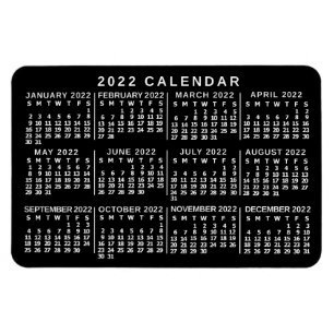 2022 Year Monthly Calendar Classic Black and White Magnet