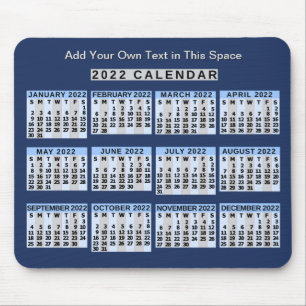 2022 Year Monthly Calendar Easy to Read Business Mouse Mat