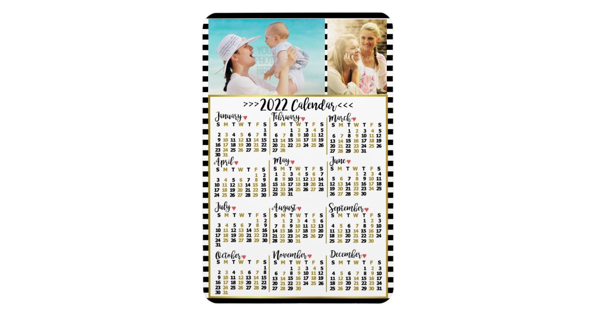 Uf Calendar 2022 19 2022 Year Monthly Calendar Stripes | Custom Photos Magnet | Zazzle.co.uk