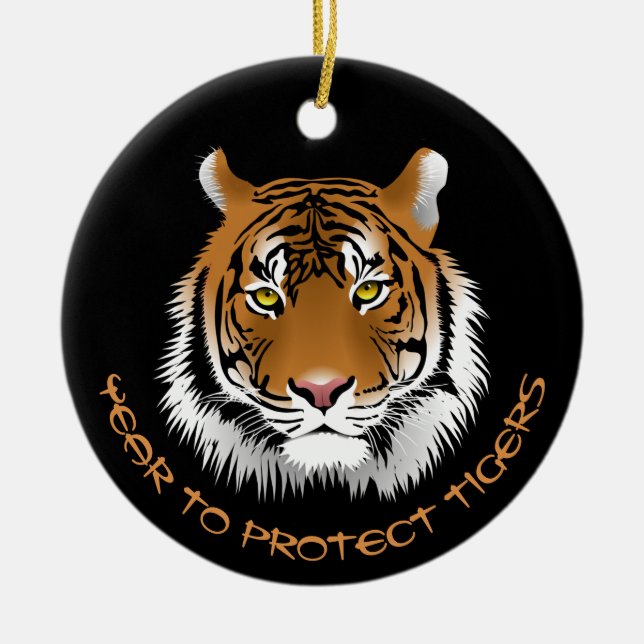 2022 Year to Protect Tigers  Ceramic Tree Decoration (Front)