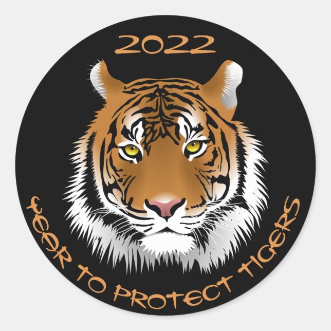 2022 Year to Protect Tigers Classic Round Sticker (Front)