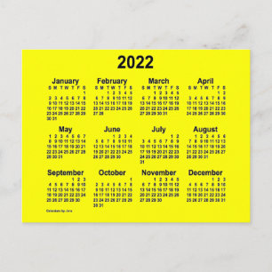 2022 Yellow Mini Calendar by Janz Postcard