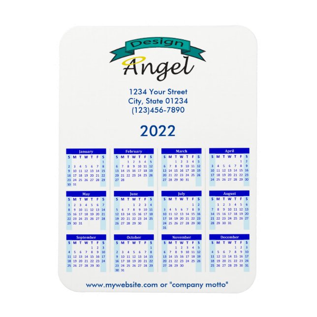 2022 Your Logo Branded Blue Calendar Magnet (Vertical)