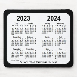 2023-2024 Black and White School Calendar by Janz Mouse Mat