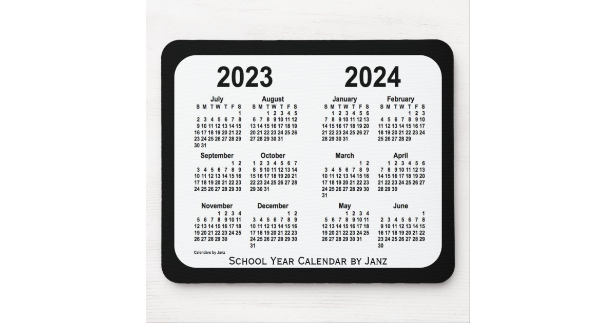 2023-2024 Black and White School Calendar by Janz Mouse Mat | Zazzle
