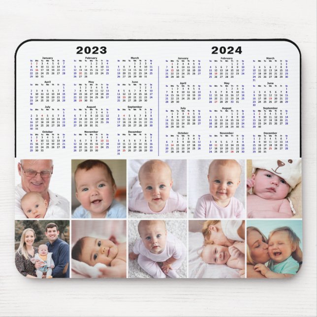 2023 - 2024 Calendar Custom Family Photo Modern Mouse Mat (Front)