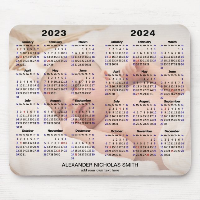 2023 - 2024 Calendar Custom Full Photo Modern Mouse Mat (Front)