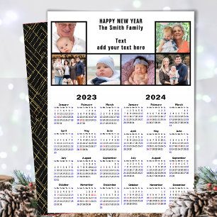 2023 - 2024 Calendar Family 6 Photo Collage Modern Holiday Card