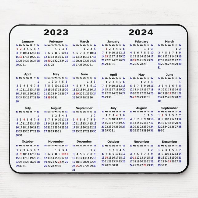 2023 - 2024 Calendar Minimalist 2 year Calendar Mouse Mat (Front)